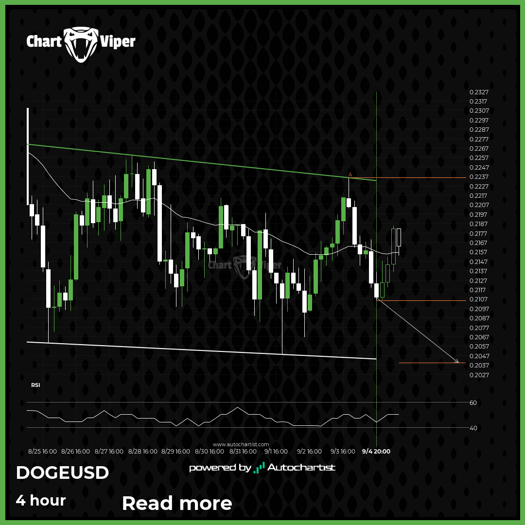 Dogecoin - Continuation Chart Pattern - Descending Triangle